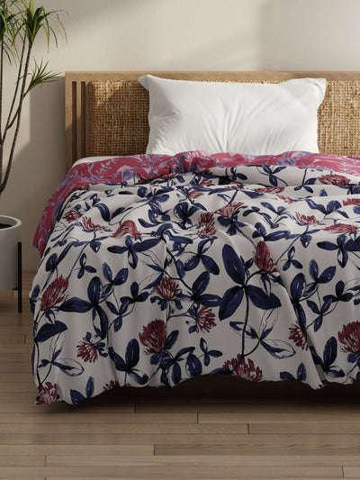 Super Soft Bamboo Micro Single Comforter For All Weather <small> (floral-pink/blue)</small>