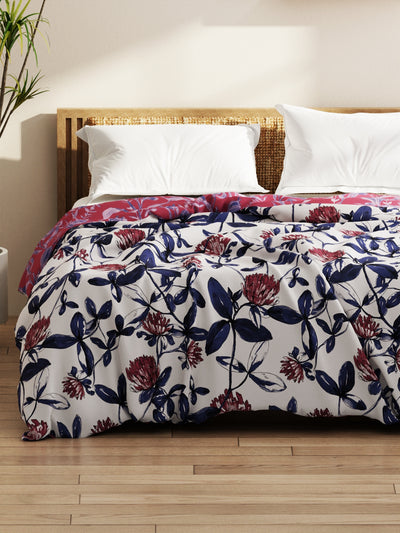 Super Soft Bamboo Micro Double Comforter For All Weather <small> (floral-pink/blue)</small>