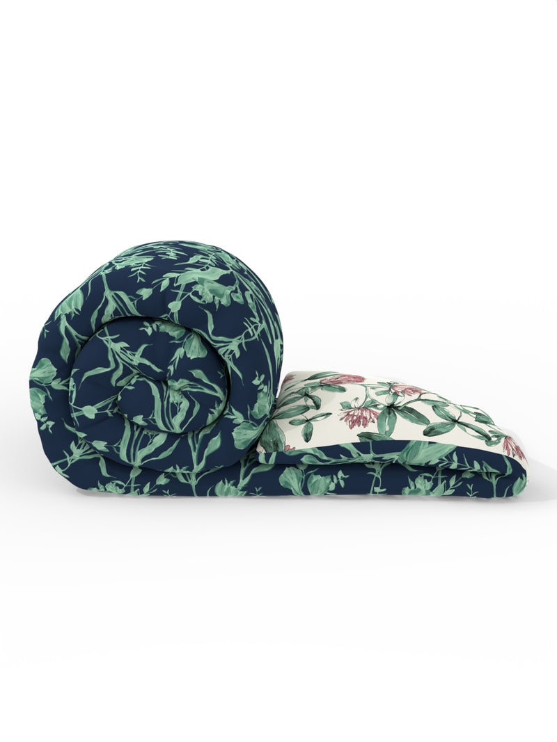 Super Soft Bamboo Micro Single Comforter For All Weather <small> (floral-navy/green)</small>