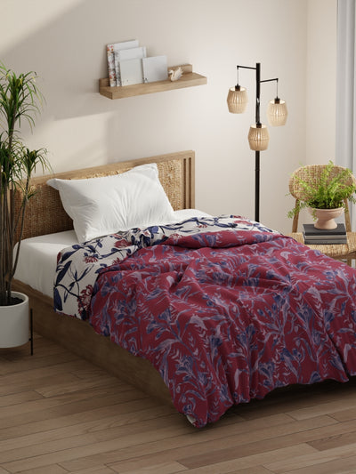 Super Soft Bamboo Micro Single Comforter For All Weather <small> (floral-rose/blue)</small>