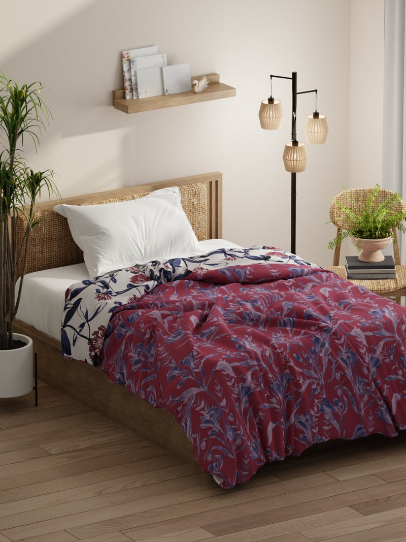 Super Soft Bamboo Micro Single Comforter For All Weather <small> (floral-rose/blue)</small>