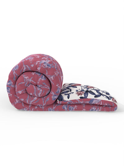 Super Soft Bamboo Micro Single Comforter For All Weather <small> (floral-rose/blue)</small>