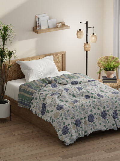 Super Soft Bamboo Micro Single Comforter For All Weather <small> (floral-white/blue)</small>