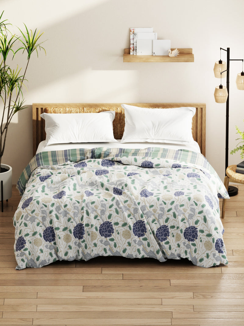 Super Soft Bamboo Micro Double Comforter For All Weather <small> (floral-white/blue)</small>