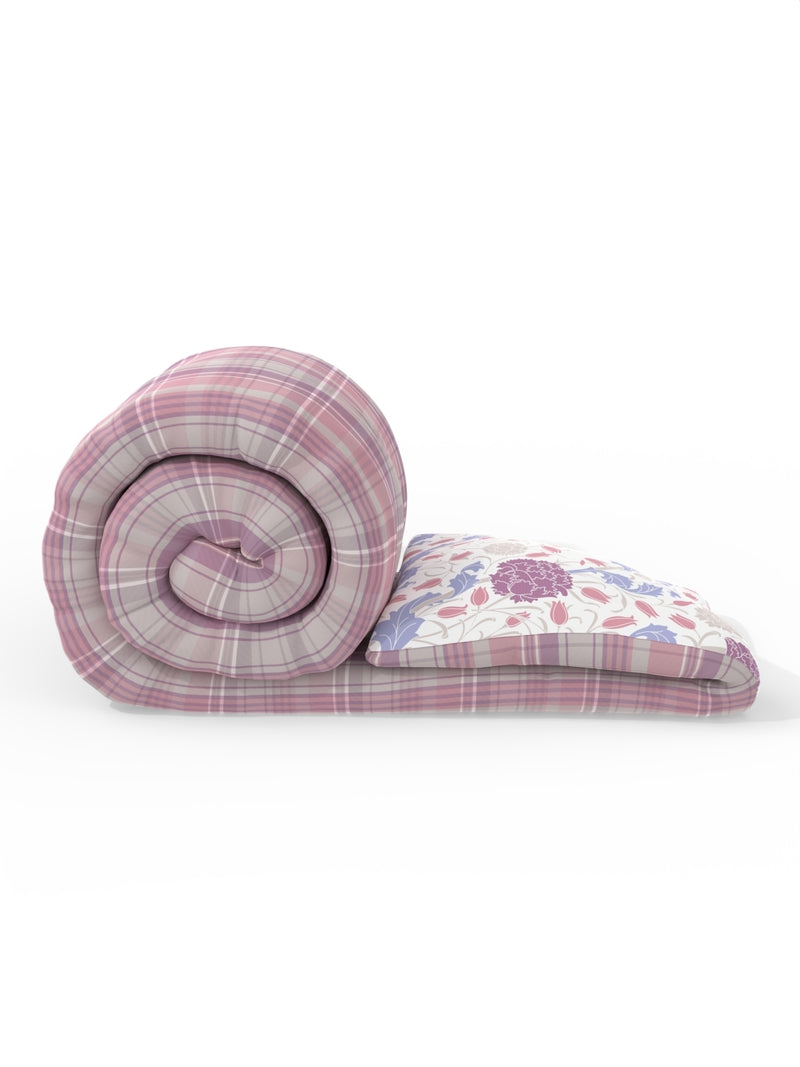 Super Soft Bamboo Micro Single Comforter For All Weather <small> (checks-pink/purple)</small>