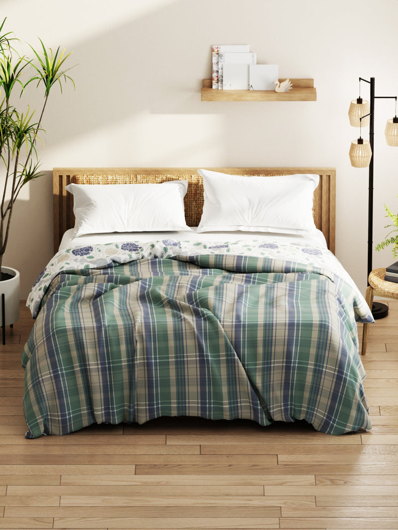 Super Soft Bamboo Micro Double Comforter For All Weather <small> (checks-green/blue)</small>