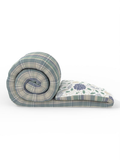 Super Soft Bamboo Micro Double Comforter For All Weather <small> (checks-green/blue)</small>