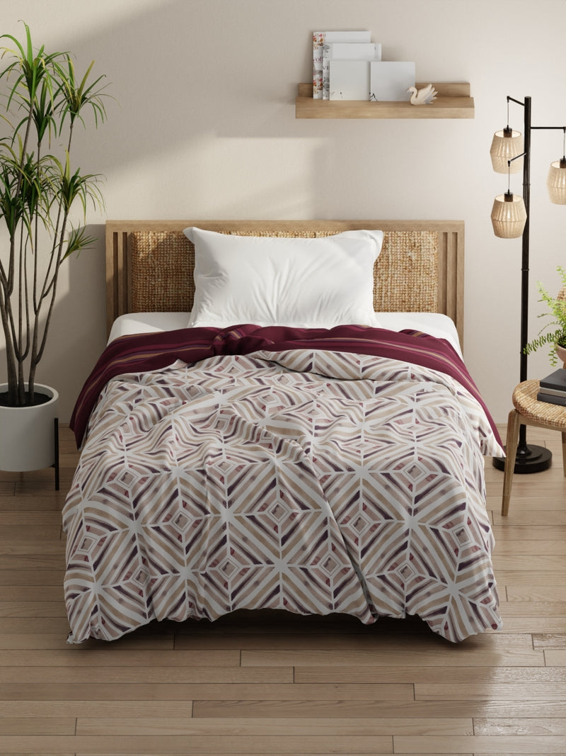 Super Soft Bamboo Micro Single Comforter For All Weather <small> (geometric-burgundy)</small>