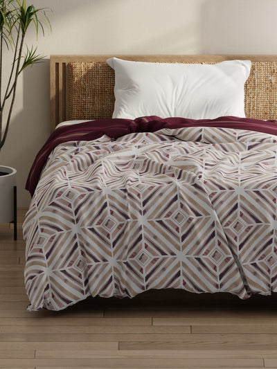 Super Soft Bamboo Micro Single Comforter For All Weather <small> (geometric-burgundy)</small>