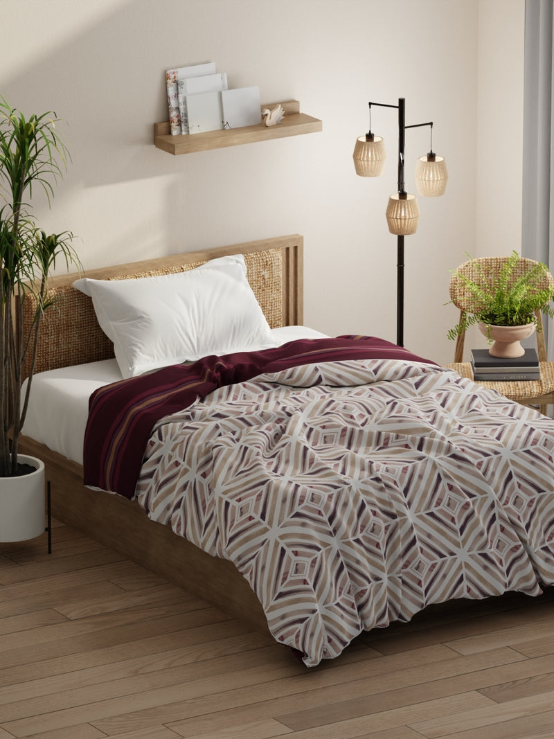 Super Soft Bamboo Micro Single Comforter For All Weather <small> (geometric-burgundy)</small>