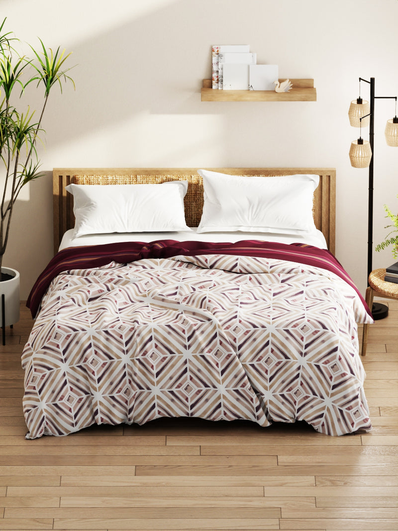 Super Soft Bamboo Micro Double Comforter For All Weather <small> (geometric-burgundy)</small>