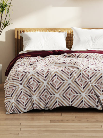 Super Soft Bamboo Micro Double Comforter For All Weather <small> (geometric-burgundy)</small>