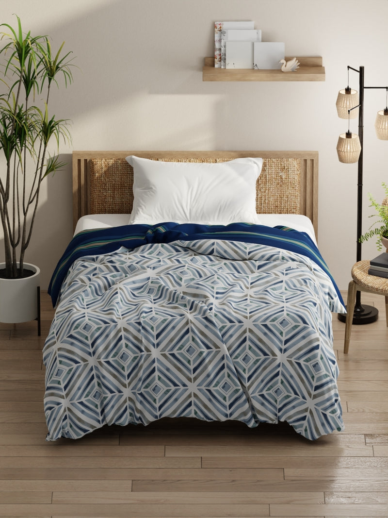 Super Soft Bamboo Micro Single Comforter For All Weather <small> (geometric-blue)</small>