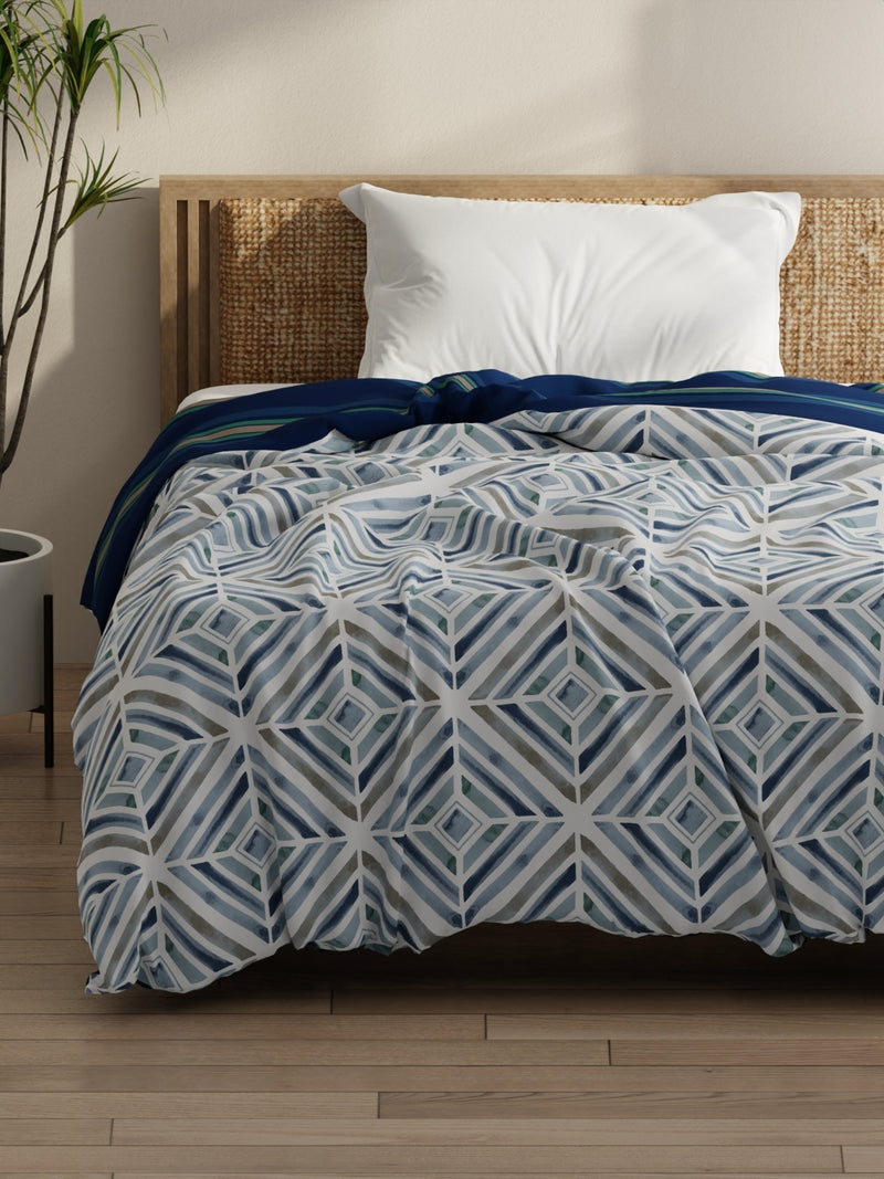 Super Soft Bamboo Micro Single Comforter For All Weather <small> (geometric-blue)</small>