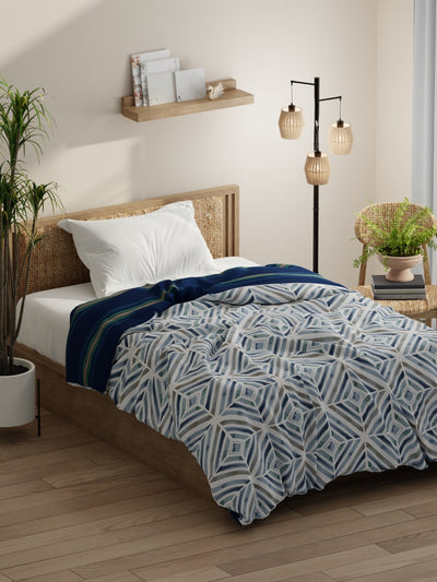 Super Soft Bamboo Micro Single Comforter For All Weather <small> (geometric-blue)</small>