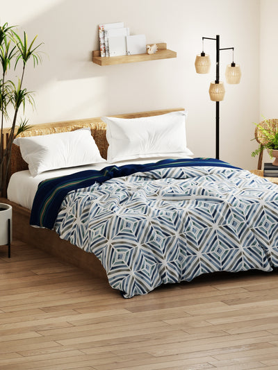 Super Soft Bamboo Micro Double Comforter For All Weather <small> (geometric-blue)</small>