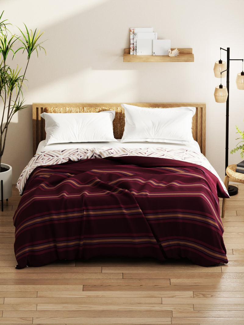 Super Soft Bamboo Micro Double Comforter For All Weather <small> (stripe-wine)</small>