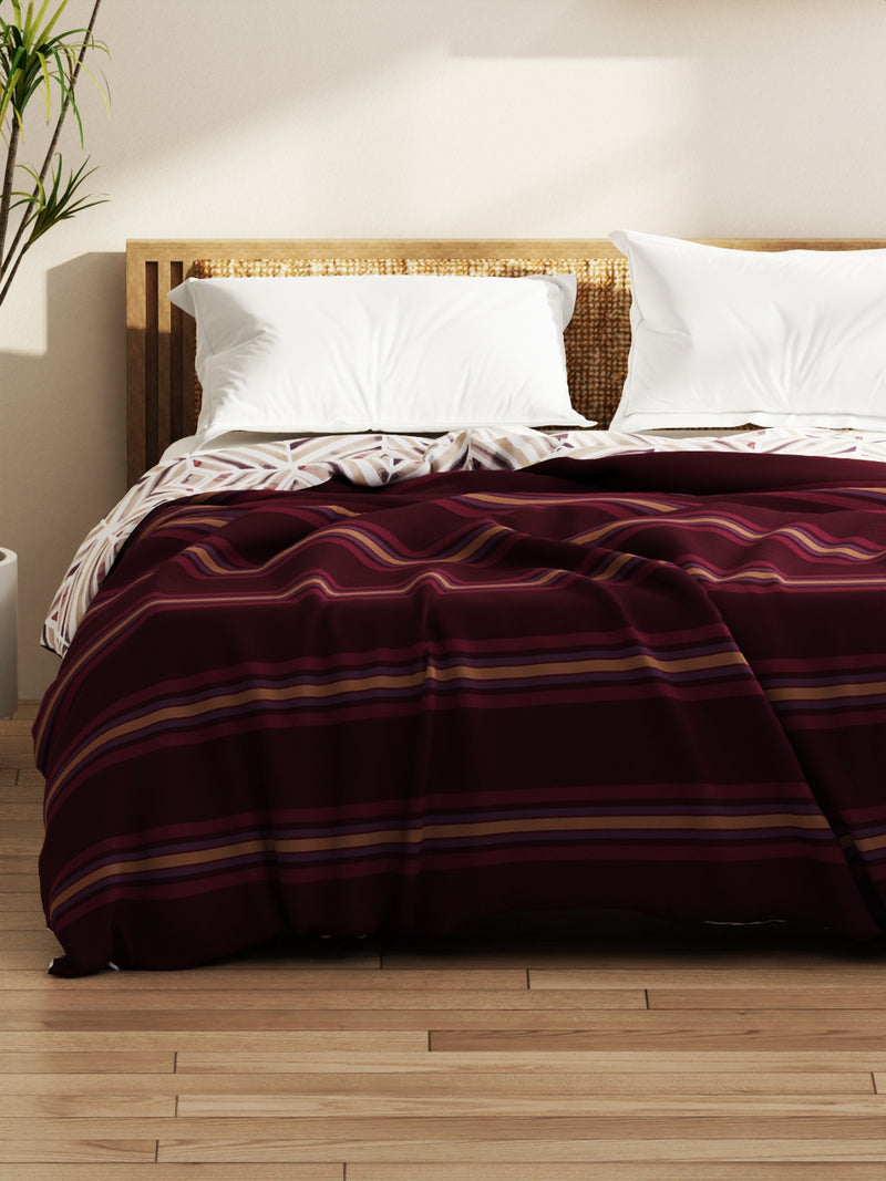 Super Soft Bamboo Micro Double Comforter For All Weather <small> (stripe-wine)</small>