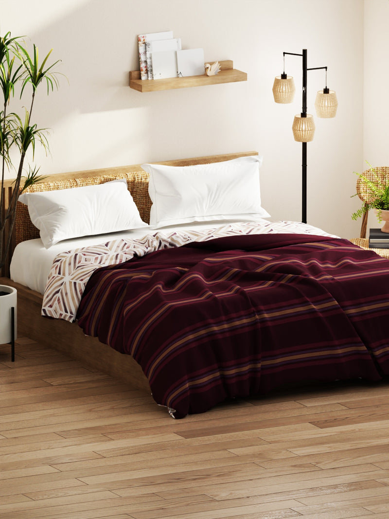 Super Soft Bamboo Micro Double Comforter For All Weather <small> (stripe-wine)</small>