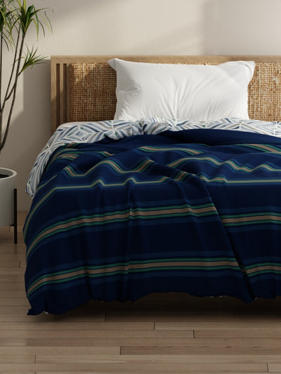Super Soft Bamboo Micro Single Comforter For All Weather <small> (stripe-dk.blue)</small>