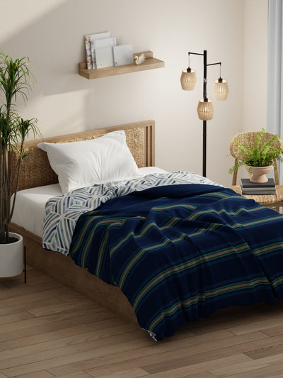 Super Soft Bamboo Micro Single Comforter For All Weather <small> (stripe-dk.blue)</small>