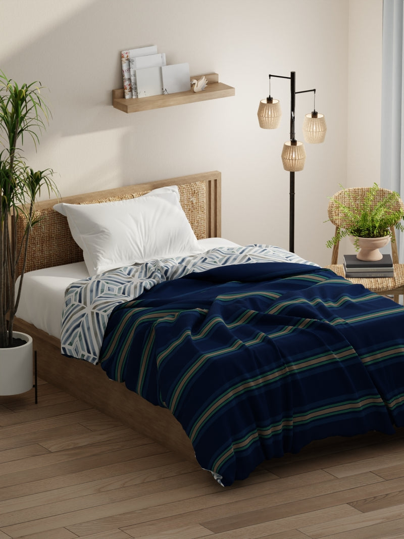 Super Soft Bamboo Micro Single Comforter For All Weather <small> (stripe-dk.blue)</small>