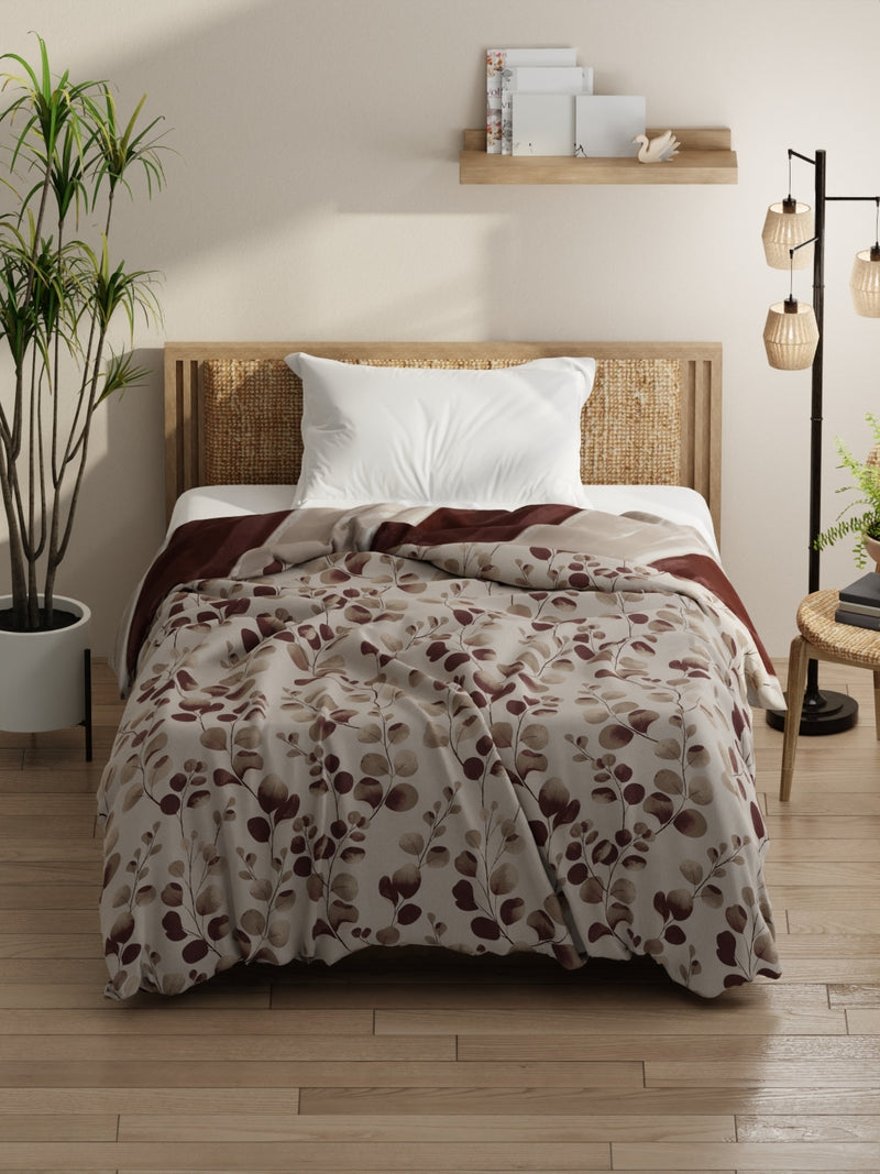 Super Soft Bamboo Micro Single Comforter For All Weather <small> (floral-brown)</small>