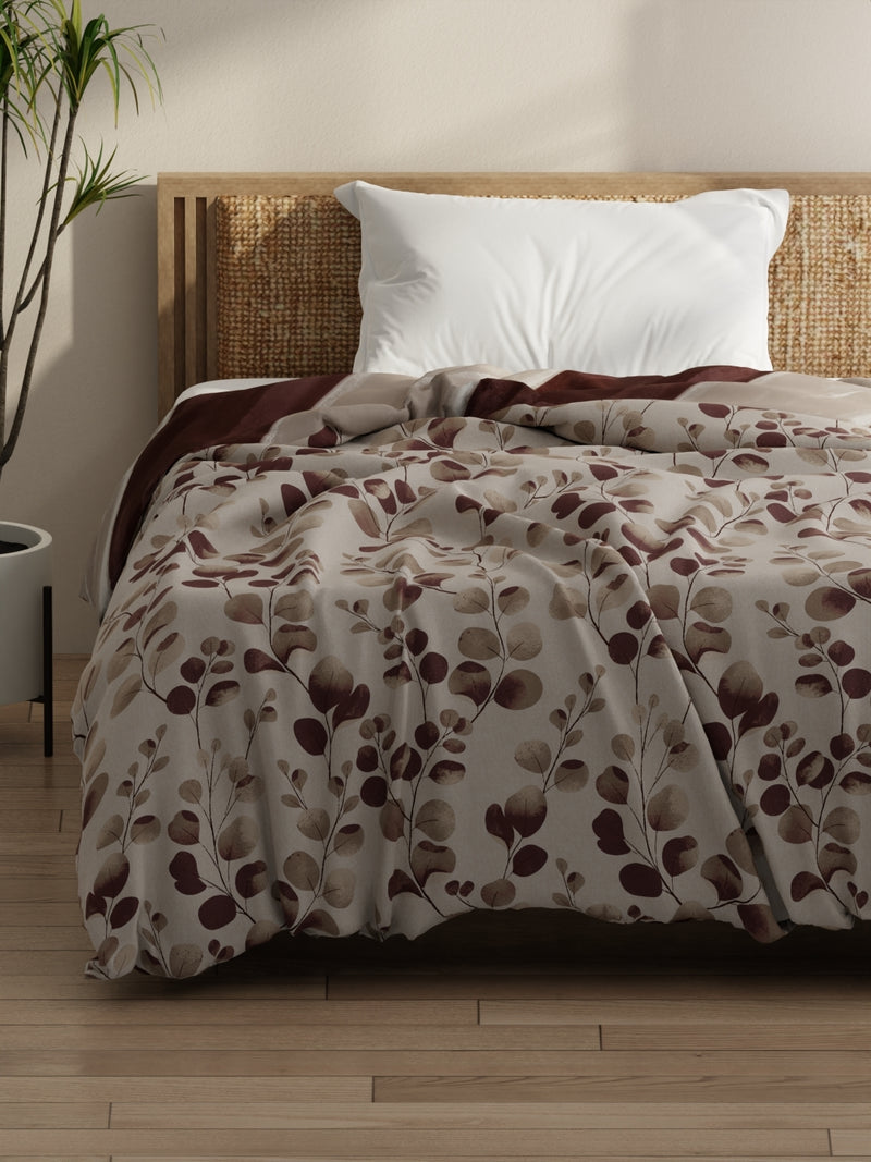 Super Soft Bamboo Micro Single Comforter For All Weather <small> (floral-brown)</small>