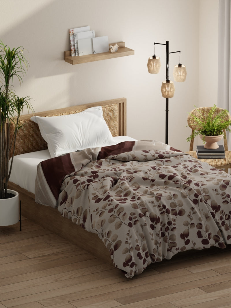 Super Soft Bamboo Micro Single Comforter For All Weather <small> (floral-brown)</small>