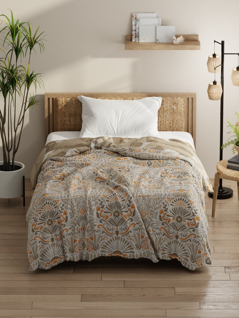 Super Soft Bamboo Micro Single Comforter For All Weather <small> (ornamental-grey/yellow)</small>