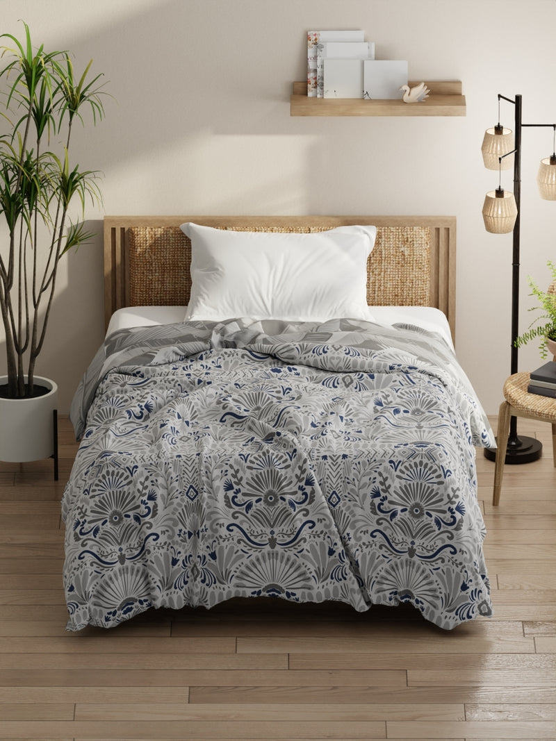 Super Soft Bamboo Micro Single Comforter For All Weather <small> (ornamental-grey/blue)</small>