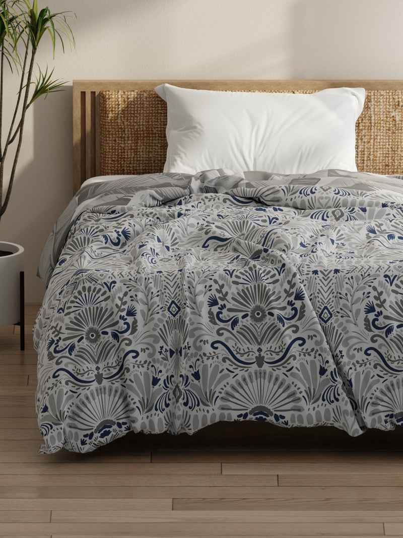 Super Soft Bamboo Micro Single Comforter For All Weather <small> (ornamental-grey/blue)</small>