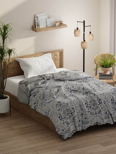 Super Soft Bamboo Micro Single Comforter For All Weather <small> (ornamental-grey/blue)</small>