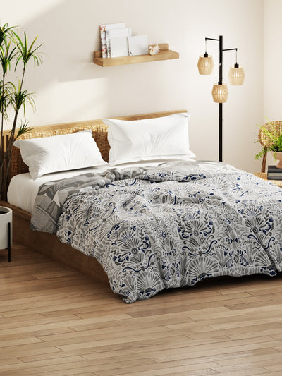 Super Soft Bamboo Micro Double Comforter For All Weather <small> (ornamental-grey/blue)</small>