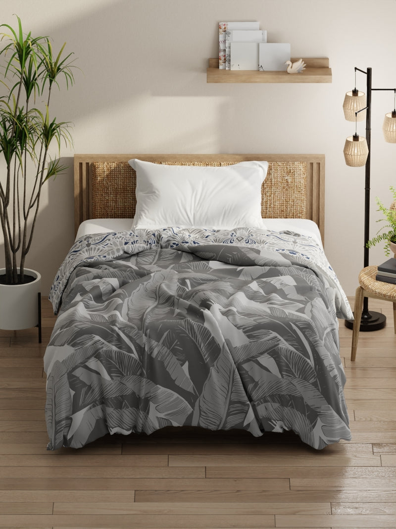 Super Soft Bamboo Micro Single Comforter For All Weather <small> (floral-grey)</small>