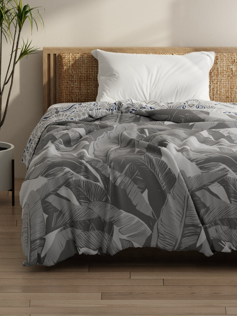 Super Soft Bamboo Micro Single Comforter For All Weather <small> (floral-grey)</small>