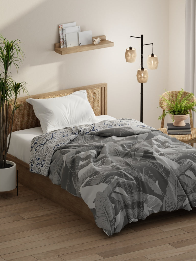 Super Soft Bamboo Micro Single Comforter For All Weather <small> (floral-grey)</small>