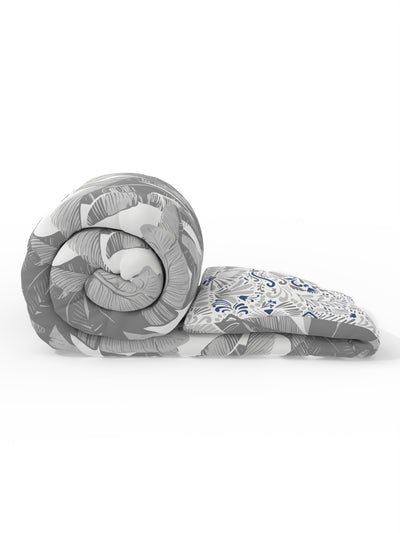 Super Soft Bamboo Micro Single Comforter For All Weather <small> (floral-grey)</small>