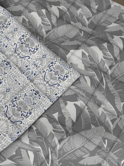 Super Soft Bamboo Micro Single Comforter For All Weather <small> (floral-grey)</small>