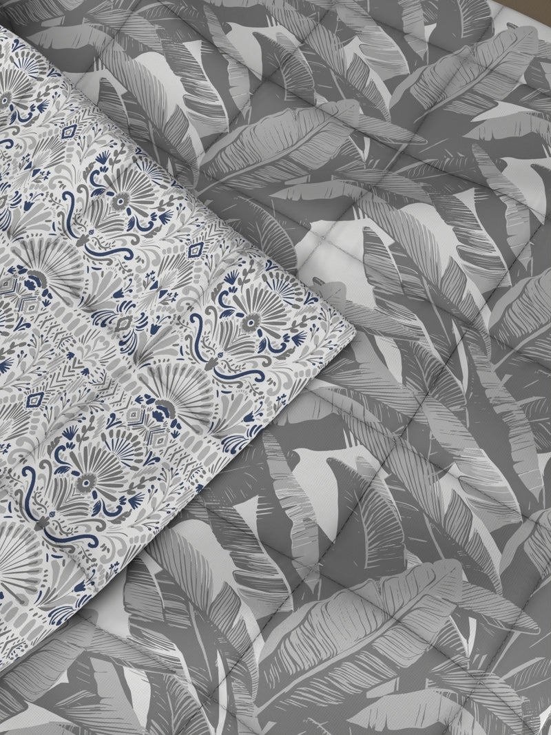 Super Soft Bamboo Micro Single Comforter For All Weather <small> (floral-grey)</small>