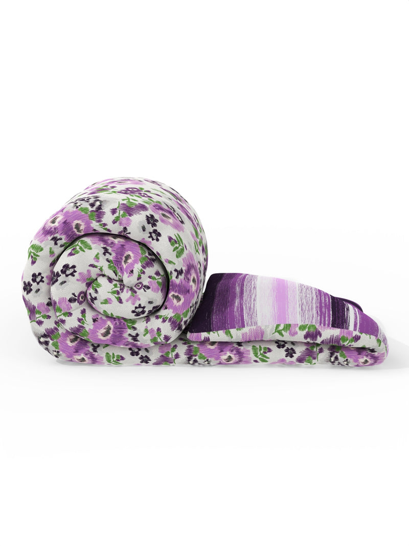 Super Soft Microfiber Comforter For All Weather <small> (floral-grey/purple)</small>
