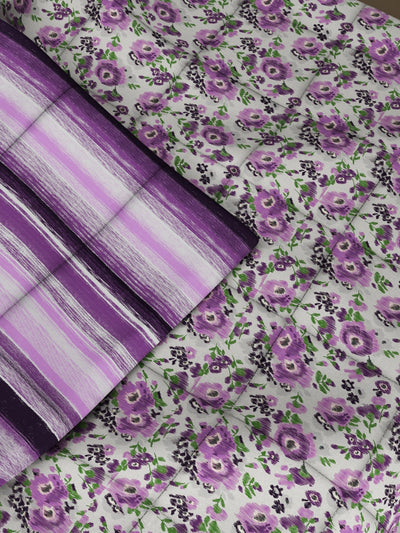 Super Soft Microfiber Comforter For All Weather <small> (floral-grey/purple)</small>