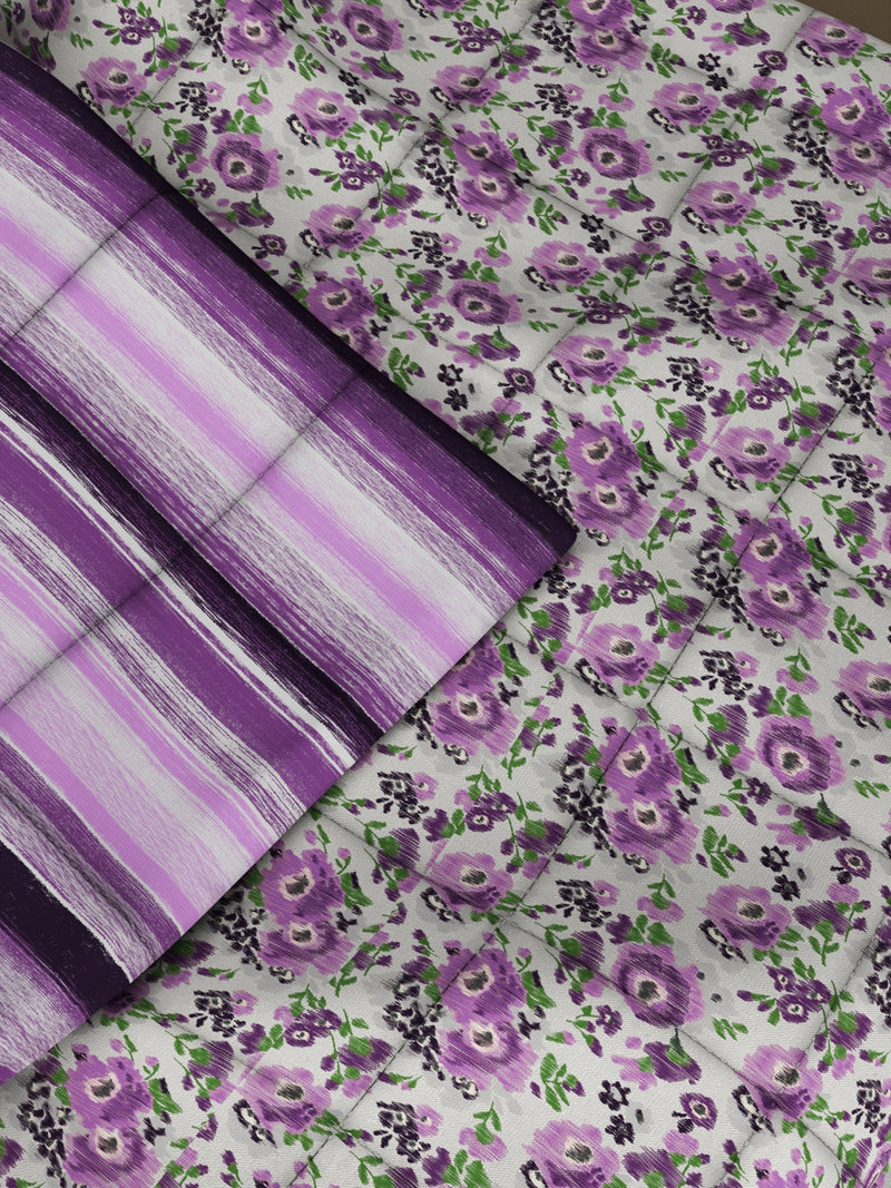 Super Soft Microfiber Comforter For All Weather <small> (floral-grey/purple)</small>