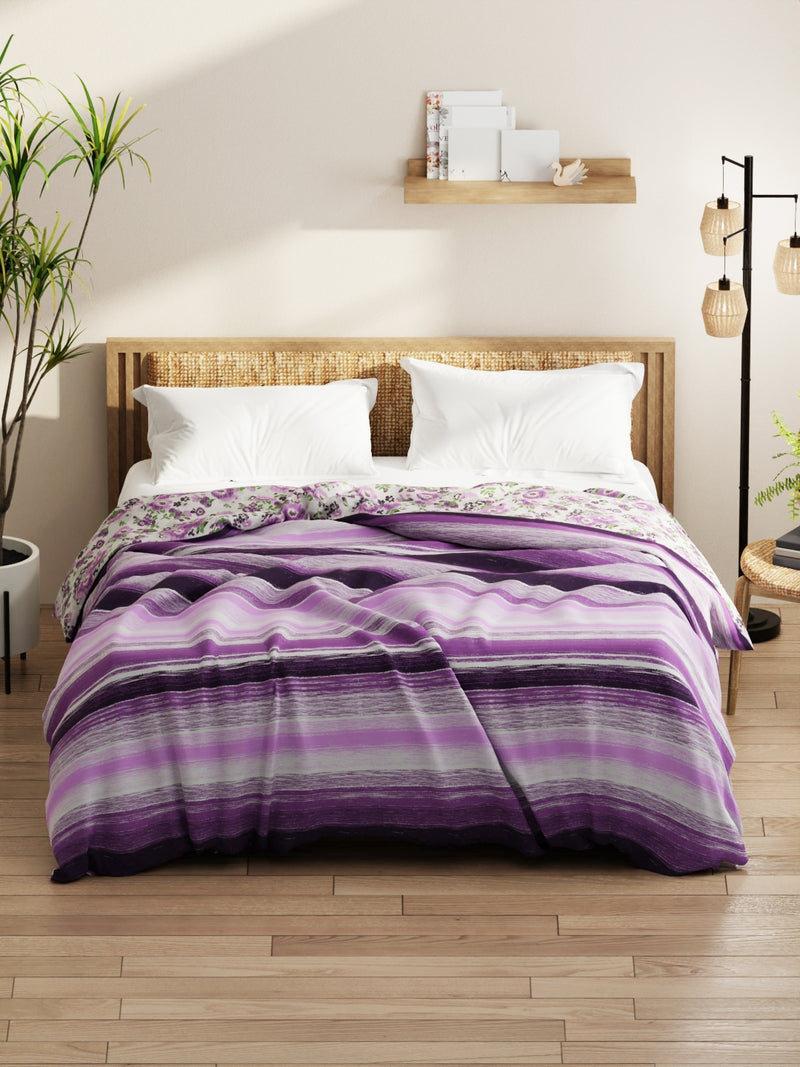 Super Soft Microfiber Comforter For All Weather <small> (stripe-purple)</small>