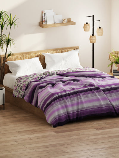 Super Soft Microfiber Comforter For All Weather <small> (stripe-purple)</small>