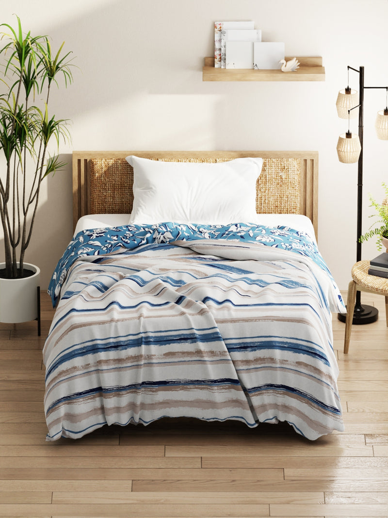 Super Soft Microfiber Comforter For All Weather <small> (stripe-grey/blue)</small>