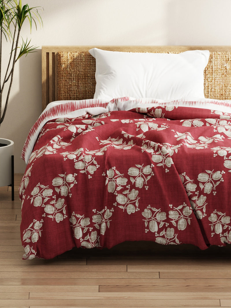 Super Soft Microfiber Comforter For All Weather <small> (floral-burgundy)</small>