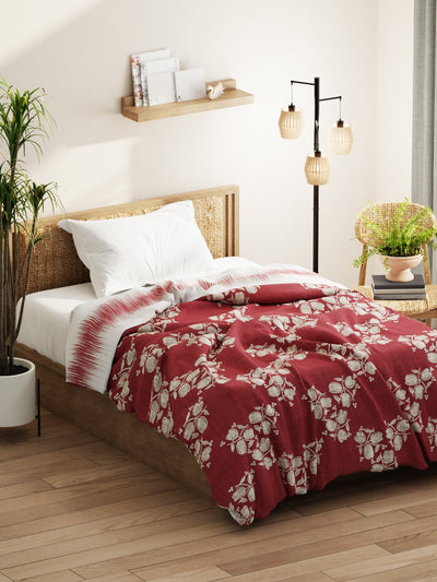 Super Soft Microfiber Comforter For All Weather <small> (floral-burgundy)</small>