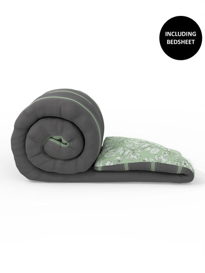 Extra Smooth Double Comforter With 1 Double Bedsheet 2 Pillow Covers, For Ac Room <small> (stripe-grey/pistachio)</small>