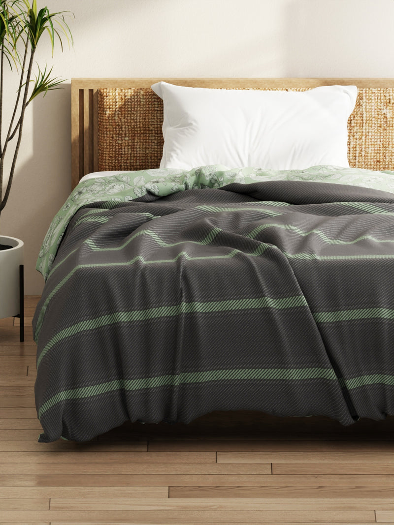 Super Soft Microfiber Comforter For All Weather <small> (stripe-grey/pistachio)</small>